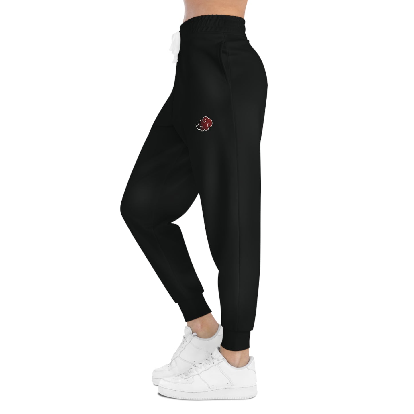 Black Athletic Joggers with Red Rose Patch — Comfortable Casual Sweatpants
