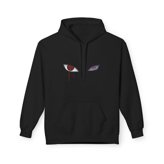 Anime Sharingan Eyes Hoodie — Uchiha-Inspired Red & Purple Eye Graphic Pullover