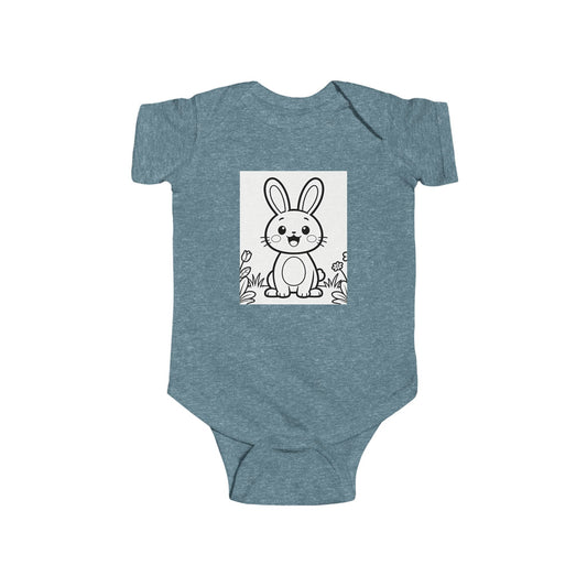 Baby Bodysuit with Cute Bunny Outline — Infant Onesie Easter Spring
