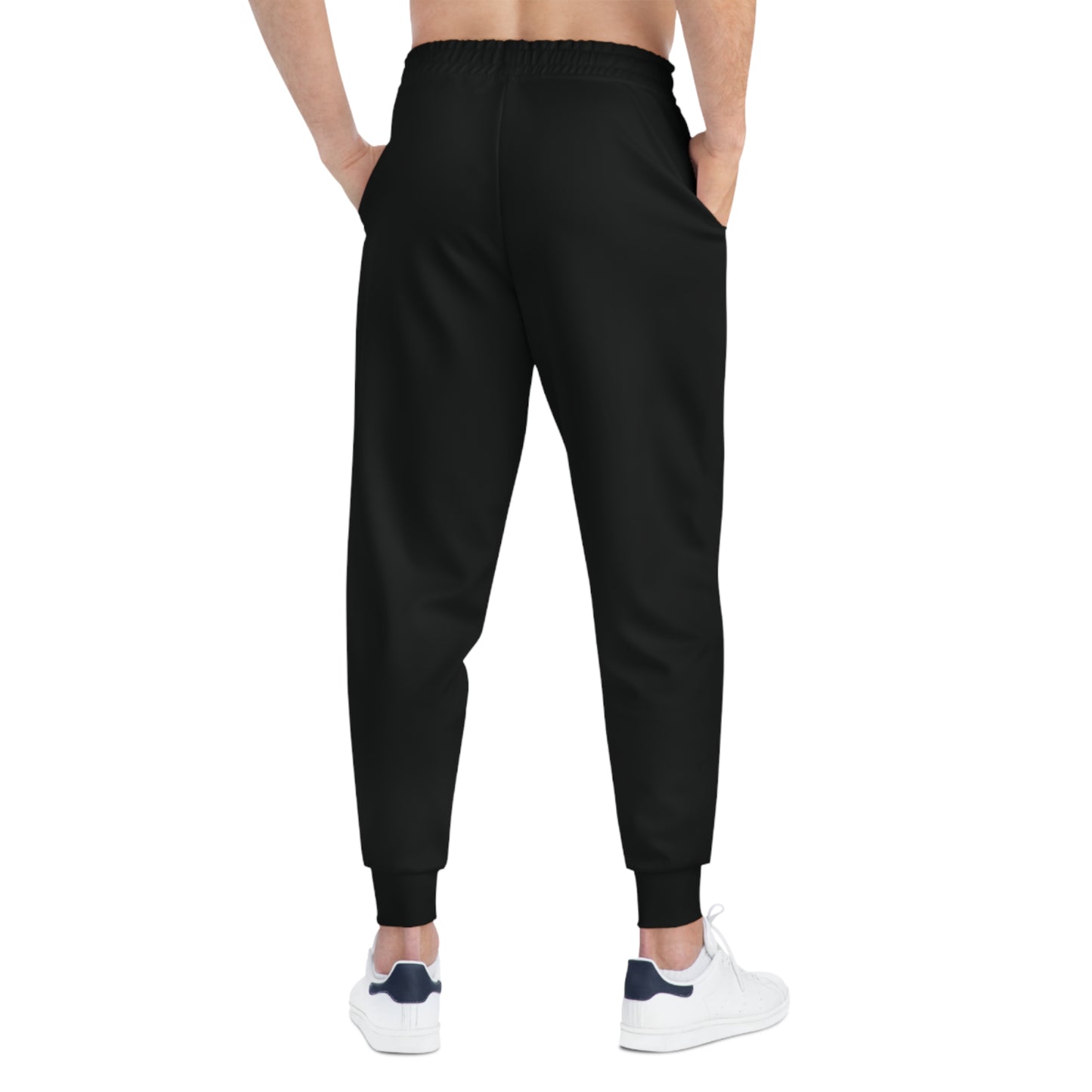 Black Athletic Joggers with Red Rose Patch — Comfortable Casual Sweatpants