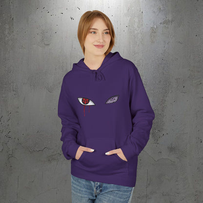 Anime Sharingan Eyes Hoodie — Uchiha-Inspired Red & Purple Eye Graphic Pullover