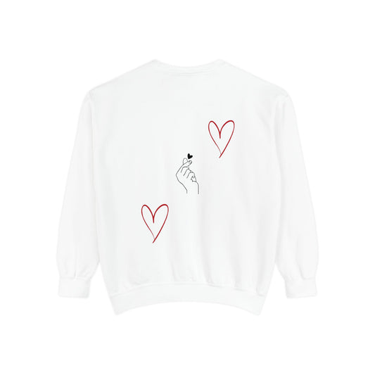 Heart Hand Gesture Sweatshirt — Minimalist Valentine Pullover