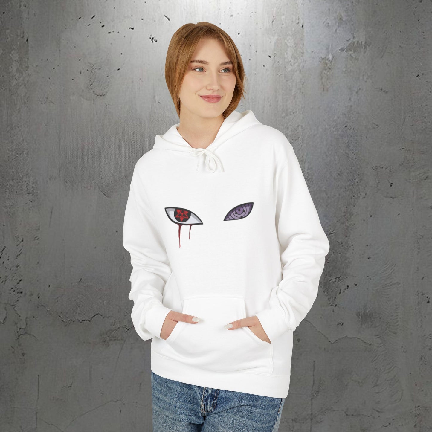 Anime Sharingan Eyes Hoodie — Uchiha-Inspired Red & Purple Eye Graphic Pullover
