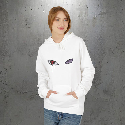 Anime Sharingan Eyes Hoodie — Uchiha-Inspired Red & Purple Eye Graphic Pullover